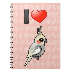 Caderno Espiral Eu amo Cockatiels Spangled