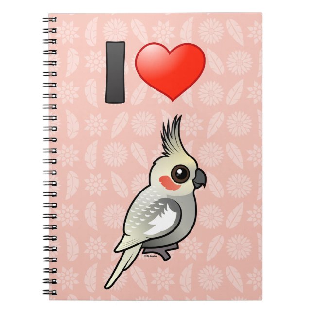 Caderno Espiral Eu amo Cockatiels Spangled (Frente)
