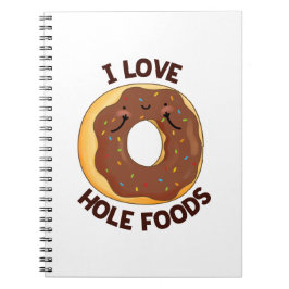 Caderno Espiral Eu Amo Comida com Buraco Piada de Donut Engraçada