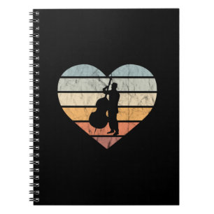 Caderno Espiral Eu Amo Contrabaixo Retro Coração