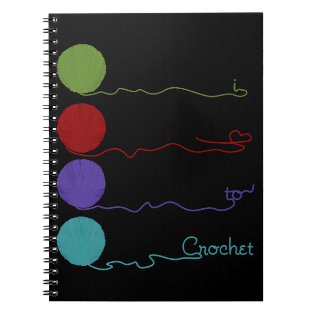 Caderno Espiral Eu amo Crochet (Frente)