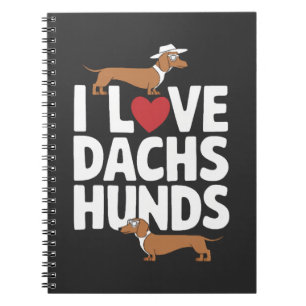 Caderno Espiral Eu Amo Dachshunds Gráfico Divertido para Amantes d