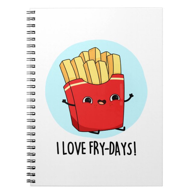 Caderno Espiral Eu Amo Fry-Days Piada de Batata Frita Francesa Eng (Frente)