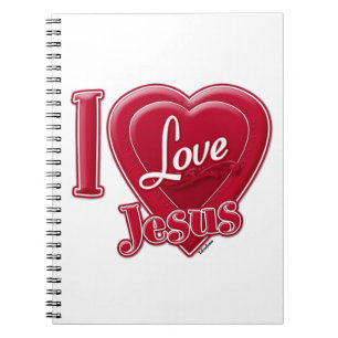 Caderno Espiral Eu Amo Jesus Coração Vermelho