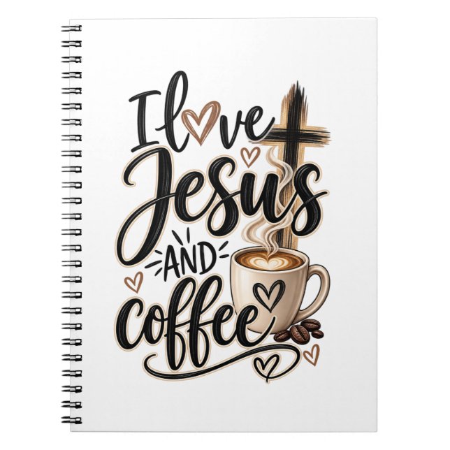 Caderno Espiral Eu amo Jesus e café (Frente)