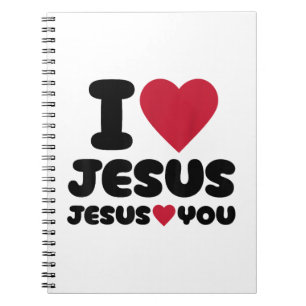 Caderno Espiral Eu amo Jesus e Jesus te ama cristão