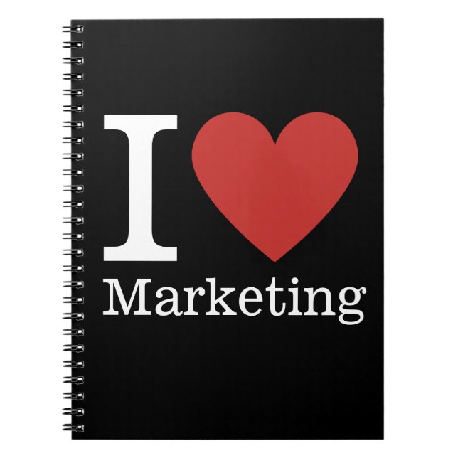 Caderno Espiral Eu ❤️ Amo Marketing - Departamento de Marketing. (Frente)