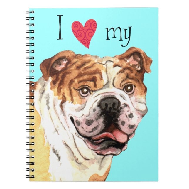 Caderno Espiral Eu amo meu Buldogue (Frente)