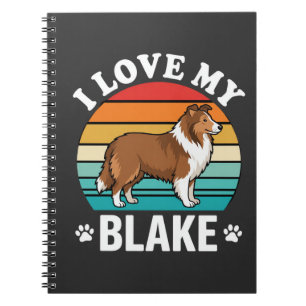 Caderno Espiral Eu Amo Meu Cão Collie Pôr do Sol Retrô