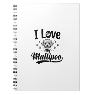 Caderno Espiral Eu Amo Meu Design de Cachorro de Gravura Antiga Ma