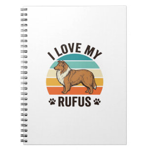 Caderno Espiral Eu Amo Meu Design de Cachorro Vintage Rufus_1