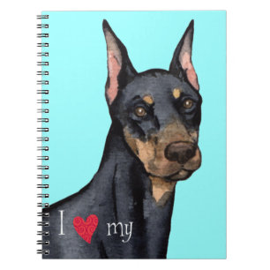 Caderno Espiral Eu amo meu Doberman