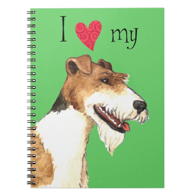 Caderno Espiral Eu amo meu Fox Terrier do fio (Frente)
