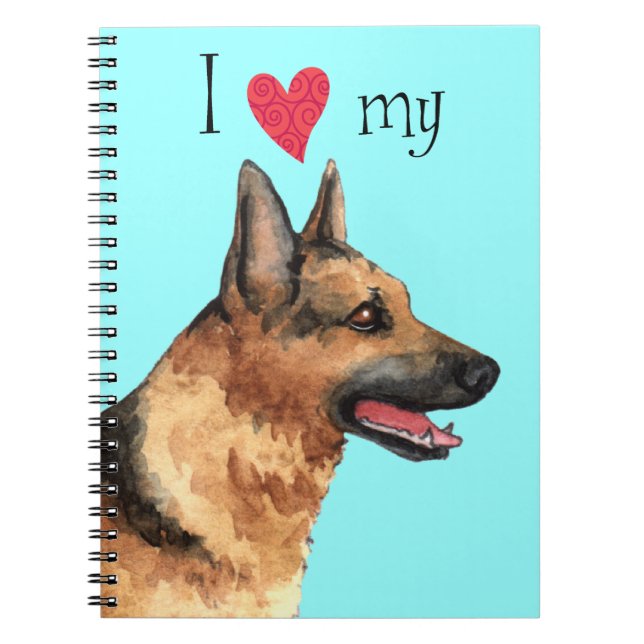Caderno Espiral Eu amo meu German shepherd (Frente)