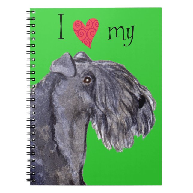 Caderno Espiral Eu amo meu Kerry Blue Terrier (Frente)