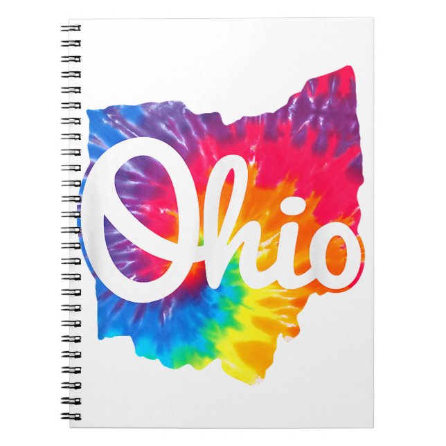 Caderno Espiral Eu Amo Meu Lar Ohio Script Tie Dye Ohio (Frente)