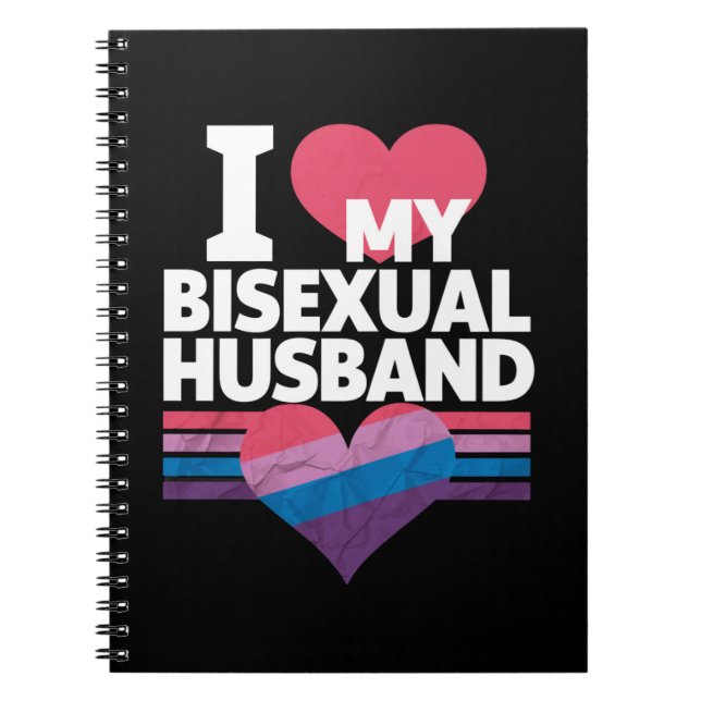 Caderno Espiral Eu Amo Meu Marido Bissexual Bi Orgulho Bandeira Bi (Frente)