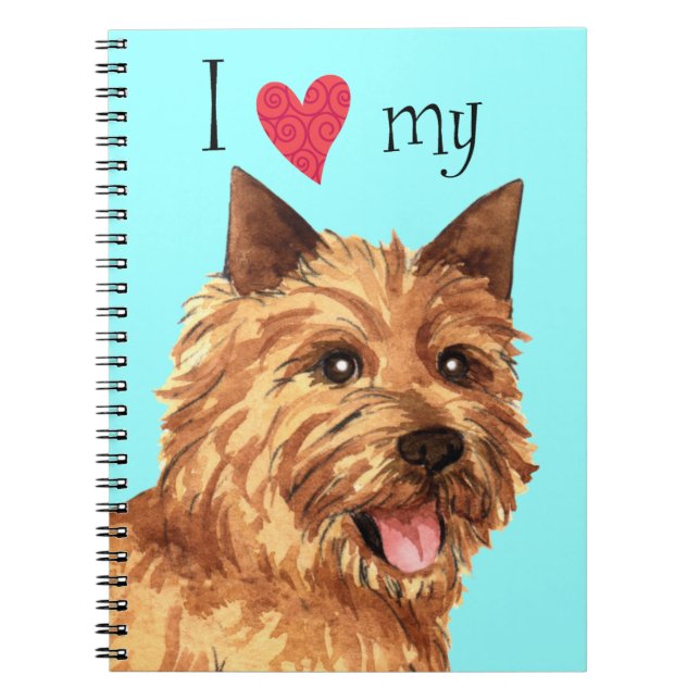 Caderno Espiral Eu amo meu Norwich Terrier (Frente)