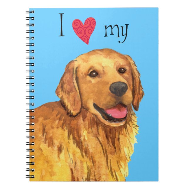 Caderno Espiral Eu amo meu Ouro Retriever (Frente)