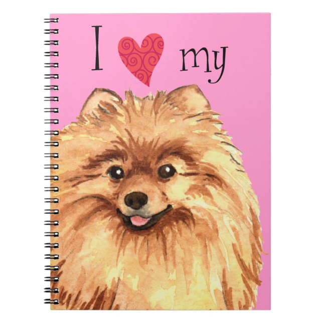 Caderno Espiral Eu amo meu Pomeranian (Frente)