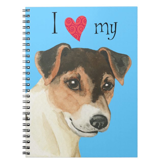 Caderno Espiral Eu amo meu Russell Terrier (Frente)