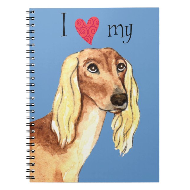 Caderno Espiral Eu amo meu Saluki (Frente)