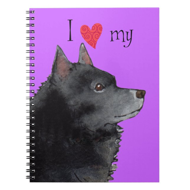 Caderno Espiral Eu amo meu Schipperke (Frente)
