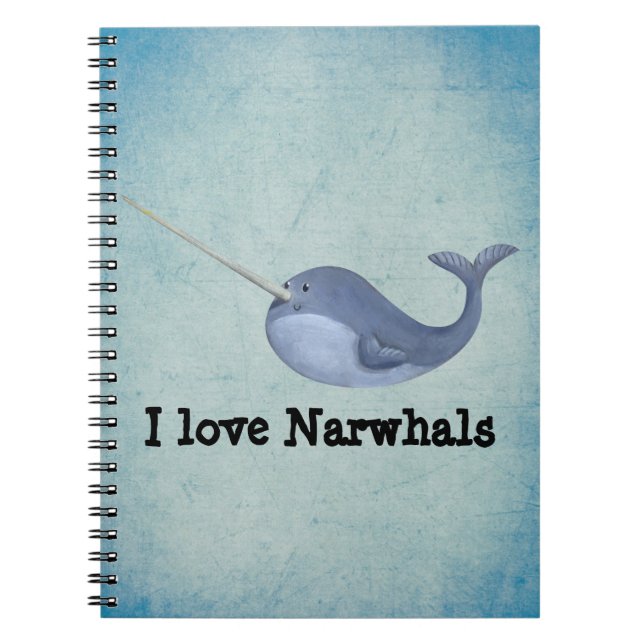 Caderno Espiral Eu amo Narwhals (Frente)