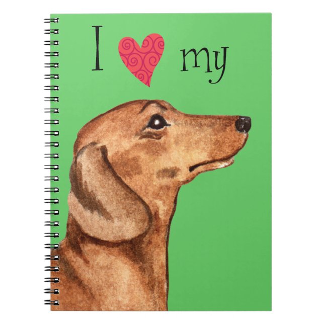 Caderno Espiral Eu Amo o meu Dachshund (Frente)