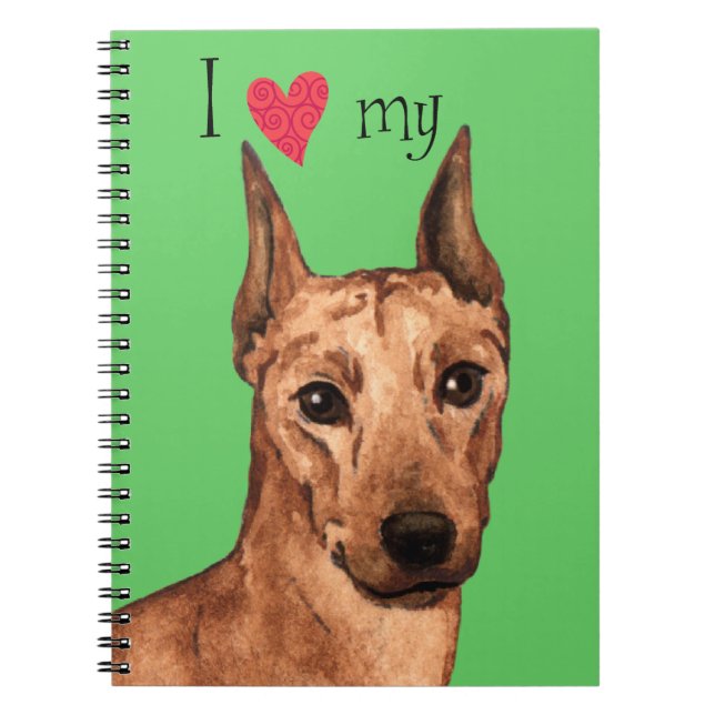 Caderno Espiral Eu Amo o meu Pinscher Alemão (Frente)