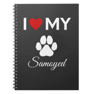 Caderno Espiral Eu amo o meu texto personalizado de cachorro Samoy