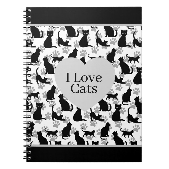 Caderno Espiral Eu amo o notebook dos gatos (Frente)