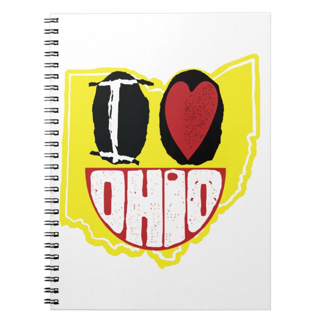 Caderno Espiral Eu Amo Ohio Sorrindo De Rosto Feliz (Frente)