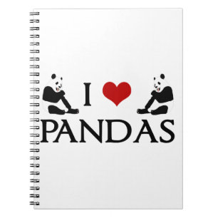 Caderno Espiral Eu Amo Pandas