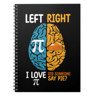 Caderno Espiral Eu Amo Pi Alguém Disse Torta Cérebro Esquerdo Dire