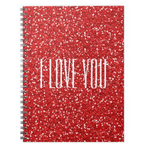 Caderno Espiral Eu Amo Você Falsa Glitter ou Seu Próprio Texto