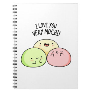Caderno Espiral Eu Amo Você Muito Mochi Piada Divertida de Comida