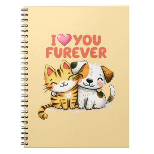 Caderno Espiral Eu Amo Você Para Sempre Gatinho Fofo Kawaii e Cach