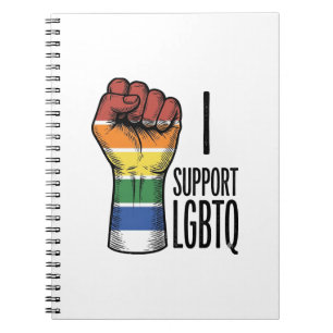 Caderno Espiral Eu Apoio o Orgulho LGBTQ Vintage Camisa de Punho D