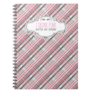 Caderno Espiral "Eu bebo Diário da perda de peso do rosa"