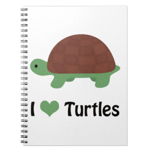Caderno Espiral Eu Coração Tartarugas de Cartoon Bonitas