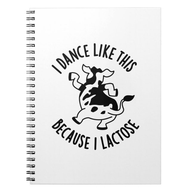 Caderno Espiral Eu Danço Assim Porque Eu Lactose Vaca Engraçada Pu (Frente)