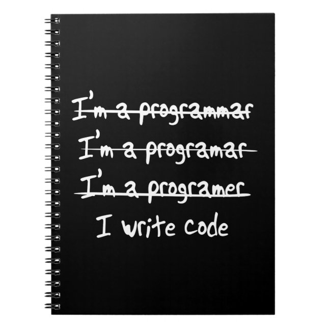 Caderno Espiral Eu escrevo o código (Frente)