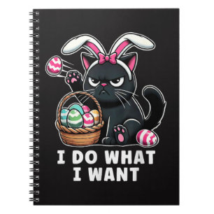 Caderno Espiral eu faço o que eu quero Gato de Páscoa
