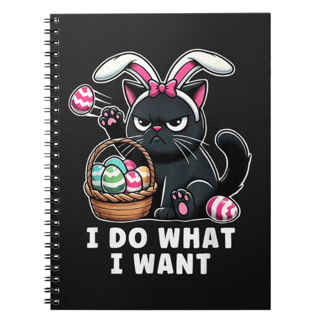 Caderno Espiral eu faço o que eu quero Gato de Páscoa (Frente)