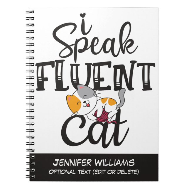 Caderno Espiral Eu falo gatinho fluente, adorável gatinho. (Frente)