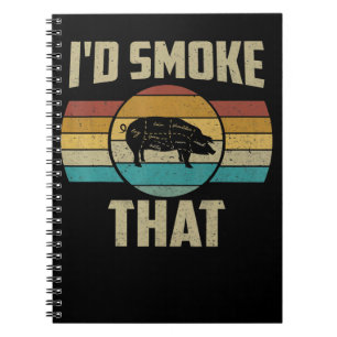 Caderno Espiral Eu Fumaria Aquela Piada Retro Churrasco Porco Carn