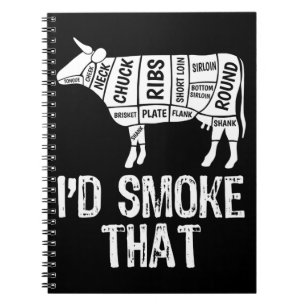 Caderno Espiral Eu Fumaria Que Vaca Churrasco Fumando Grelhando Ba