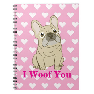 Caderno Espiral Eu Latido Você - Corações de Bulldog Francês