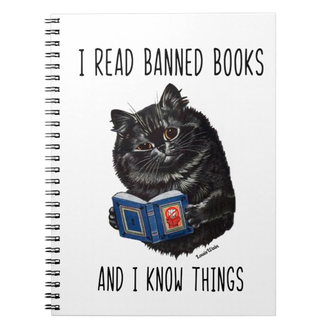 Caderno Espiral Eu Li Livros Banidos e Sei Coisas Louis Wain (Frente)